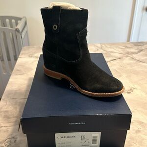 Cole Haan Zillie Wedge Bootie Black Suede Women’s 7